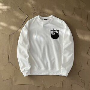 Stussy 8-Ball Series Ball American Retro Sweatshirt for Men White